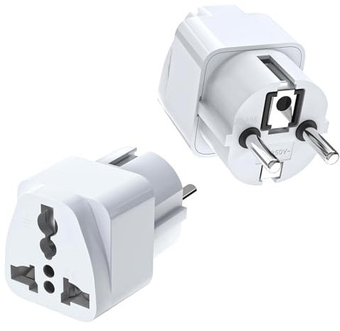 Adaptateur International vers France,Adaptateur Prise Universel de Voyage,Adaptateur Universel,Adaptateurs Prises D'alimentation,Type-E/F Prises de Voyage Compactes Noir (2Pack)