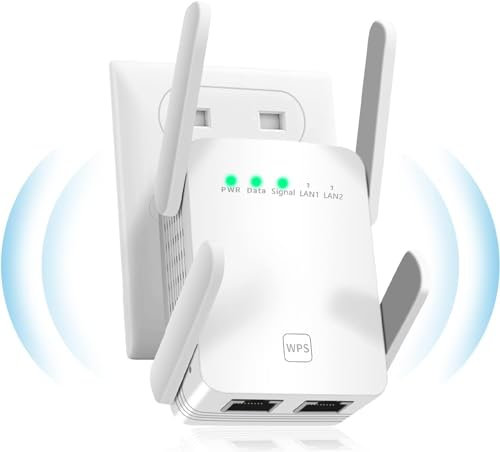 AC1200 1200 Mbit/s WLAN Verstärker mit LAN anschluss,Ultraxtended AP-Modus/Repeater-Modus, Dual-Band,2.4Ghz+5G, Abdeckung bis zu 200 m², Kompatibel mit WPS,Alexa, Alle Router, weiß