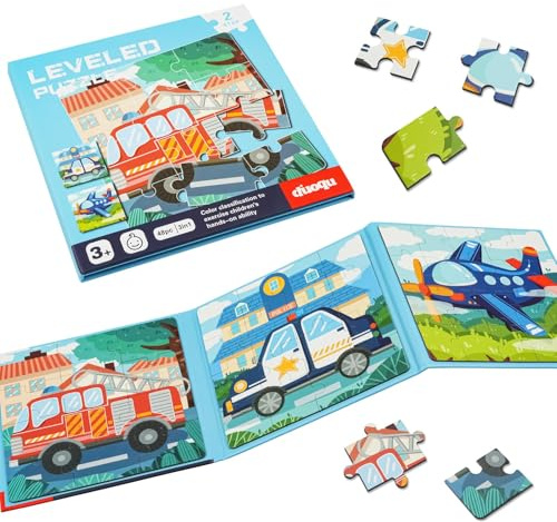Aolso Magnetiska pussel spel för barn 3-7 år, Montessori-leksak, magnetiskt djurpussel spel, resespel för barn 2 år - bil