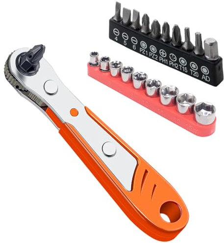 Jeu de tournevis à cliquet 19 en 1 à angle droit, tournevis magnétique à angle droit, profil bas, ensemble d'embouts de sécurité à 90 degrés, [acier à roulement], mini clé à cliquet à 36 dents, pour