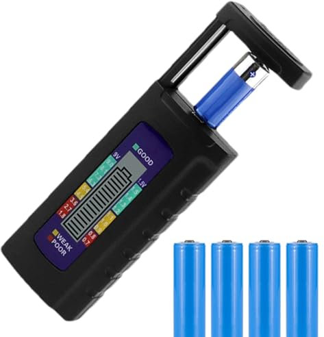 Probador de batería - Comprobador de probador de batería | Comprobador de voltios para baterías | Probador de Baterías Electricidad de Baterías | Probador de pantalla LCD para pilas de botón AA AAA 9V