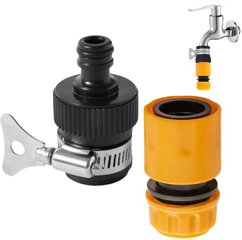HAFRILY Garden Hose Connector 1/2-3/4 Outside Tap Kit Pipe Connector and Fitting for Garden Kitchen Bath Laundry Hose Attachments