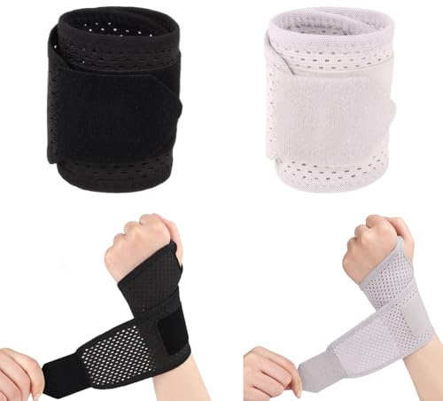 Rbleote 2 Stück Handgelenk Bandagen Sehnenscheidenentzündung Bandage Unisex Rundum-Kompressionsbandage, Geeignet Bei Sehnenscheidenentzündung Sport Arbeit Etc (Grau + Schwarz)