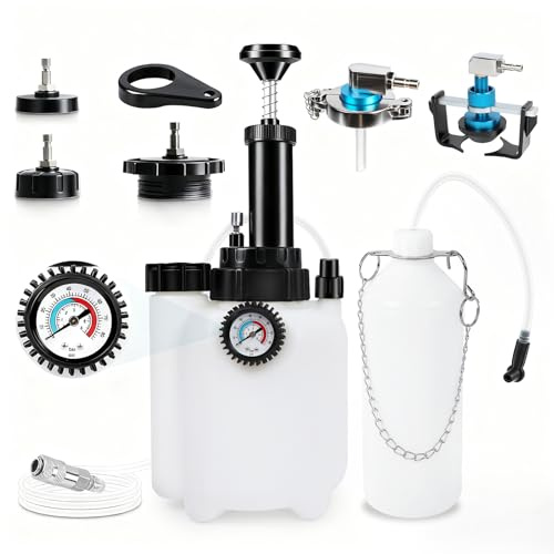 PARAOUTIL 3L Dispositivo per la Sostituzione del Liquido dei Freni Kit per Lo spurgo dei Freni dell'auto con Contenitore di aspirazione da 1 litro, 4 adattatori