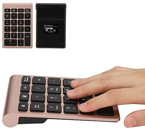 TARSHYRY Bluetooth Number Pad 5.0, Sladdlös Numerisk Knappsats med 22 Tangenter med Genvägstangenter, Portabel Slim Financial Accounting Numpad för Bärbar Dator, Stationär, PC, Bärbar (Rosa guld)