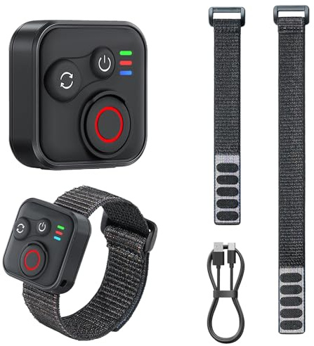 Telecomando wireless Bluetooth per fotocamere Insta360 X5/X4/X3/Ace Pro 2/Ace Pro/GO3S/GO3/Hero 13/12/11/IOS/Android smartphone - accessorio con laccetto da polso, portata 50m BT5.1 Type-C