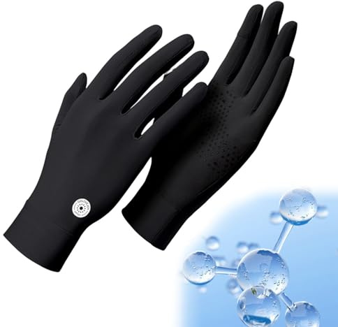 Guantes de protección solar, protección UV UPF 50+, guantes de conducción de seda de hielo transpirables con apertura de pantalla táctil, antideslizantes, para pesca y vela para hombres, gris/negro