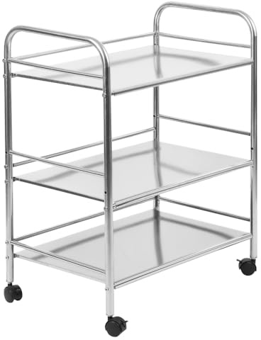 Homewell - Carro de almacenamiento de metal con ruedas de 3 niveles, carritos de cocina, carritos de servicio rodantes para dormitorio, cuarto de baño, oficina, 61 x 36 x 75 cm