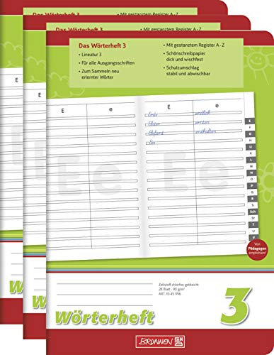 Brunnen Schreiblernheft (3 Stück, Wörterheft Lin. 3)