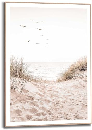 REINDERS Gerahmtes Bild, Dünen, Wohnzimmer, Bilder, Wanddeko, Room Decor, MDF, Beige, 70 x 50