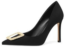 QUEEN HELENA Décolleté con Tacco a Spillo Scarpe Eleganti a Punta Donna K3489 (Nero Camoscio, Sistema Taglie Calzature EU, Adulto, Donna, Numero, Media, 40)