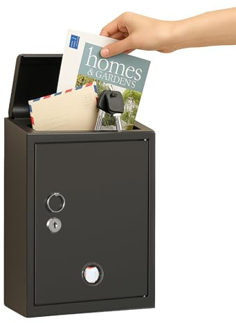 DiDiHere Wall-Mount Mailbox for Outside, Galvanized Steel Rust-Proof Mailboxes with Key, Key Drop Box, Large Locking Letter Box for House Porc, Front Door, Fence