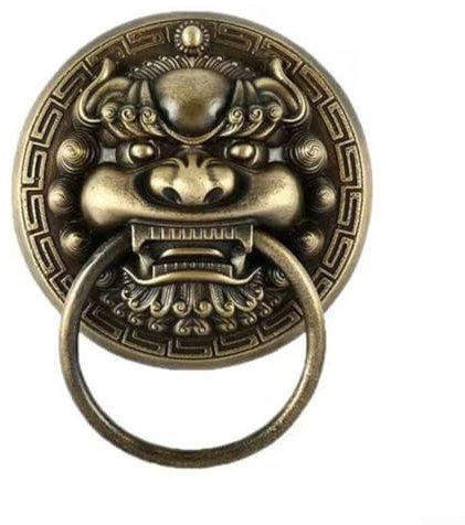 100 mm Vintage Türklopfer Messing Türgriff Hofvilla Tor für Ring Antik Messing Türklopfer Klassisches Tierkopf-Design