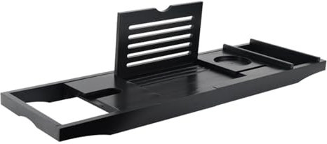 Bandeja ajustable para bañera con lados extensibles, antideslizante, retráctil, divisor para baño, color negro