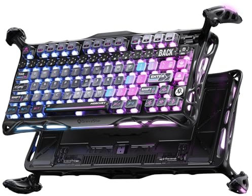 GravaStar Mercury K1 Pro – Tastiera da gioco meccanica wireless 75% in lega di alluminio, interruttori lineari, retroilluminazione RGB personalizzabile, manopola di controllo (Nero Galassia)