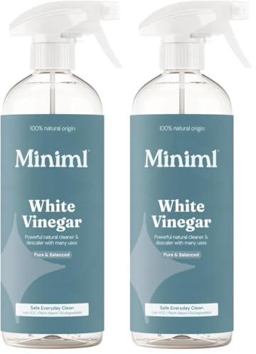 Miniml Eco White Vinegar Cleaning Unscented 750ml - All Natural Multi-Surface & Multi-Purpose Cleaner, Limescale Remover, Laundry Softener & More - 100% Vegan & Cruelty Free (Pack of 2)
