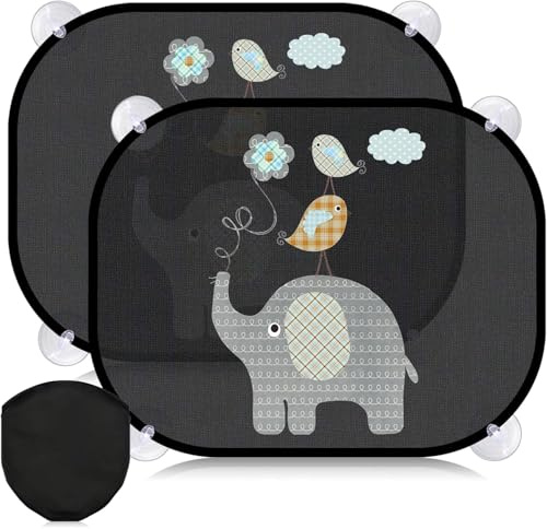 ACELIFE Tendine Parasole Auto Bambini UPF50+ 45x35,5cm Parasole Auto Bambini GSM110 Nylon,Parabrezza Finestrino Laterale 8 Ventose, Tendina Parasole Protezione Solare raggi UV -2 pz