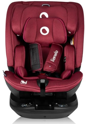 LIONELO Bastiaan RWF Seggiolino Auto per Bambini 0-36 kg Rotante 360° ISOFIX I-Size l'Ultimo Standard Montaggio Avanti e Retro Protezione Laterale Regolatzione completa (BASTIAAN, Rosso)