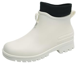 MGGMOKAY Bottes de Pluie Thermiques en Femme Botte Caoutchouc Fourree Femmes Fourrees Bottes Jardin pour,Blanc(warme),37