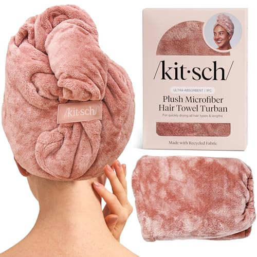 Kitsch XL mikrofiber hår handduk wrap för kvinnor – terrakotta | Ultraabsorberande mikrofiberhårhanddukar för alla hårtyper – anti-frizz hårsvepningshanddukar, bra hårvårdsgåvor för kvinnor