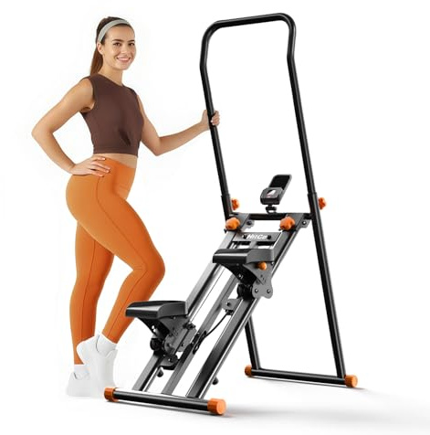 Hitgo Stair Stepper for Home Gym Exercise Stairmaster for Full-Body Workout, Compact Folding Stair Climber with Extended Step Range, Adjustable Handlebar Pedal