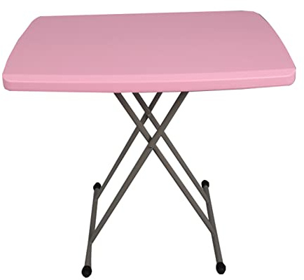 Tavolino pieghevole in plastica regolabile in altezza per computer portatile e TV, tavolo da spuntino portatile per picnic e feste (rosa), design pratico e versatile