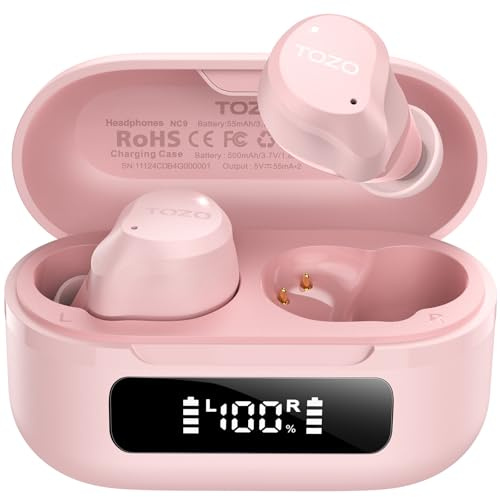 TOZO NC9 Hybrid Active Noise Cancelling Earbuds for Travel Work Calls, 45dB ANC Wireless Earbuds, 6-Mic ENC for Clear Calls, Deep Bass 60H Playtime IPX8 Bluetooth 5.3 Ear Buds with App for Custom EQ