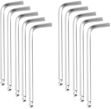 Qrity 10 Pcs Ball End Hex Key Wrench, 2.5mm L Shape Allen Wrenches, Long Arm Allen Key Repairing Tool for Home Use and DIY