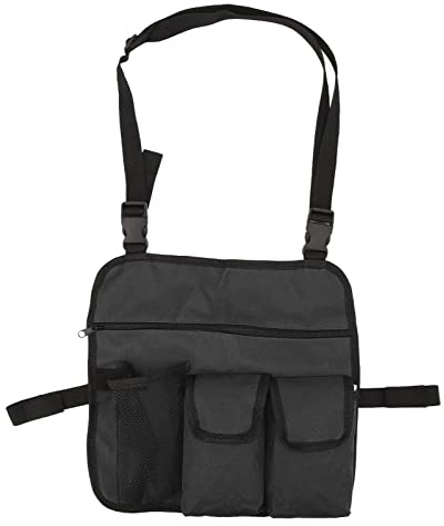 MEEVINWH Organizer per sedia da spiaggia con tasche multiple, tessuto Oxford resistente, borsa portatile per campeggio all'aperto, sedia a rotelle, accessori per sedia (Nera)