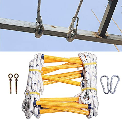 Échelle de sécurité domestique, échelle de secours incendie en corde, échelle de fenêtre, échelle d'évacuation incendie avec mousquetons, échelle portable en corde souple / 3 mètres / 9,8 pi