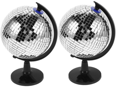 Generic 2 St Reflekterande Diskokul Glob Dekoration Spegelklot med Stativ Retro och Modern Accent för Hem och Festmiljöer