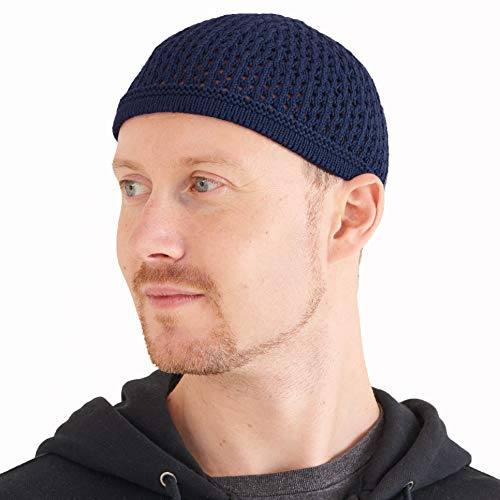 CHARM Stickad bomull skalle mössa Kufi islam bön hatt virkad mesh skalle mössa män huvudbonader för varje tid