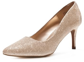 DREAM PAIRS Women's High Stiletto Heels Closed Pointed Toe Dress Pumps Shoes for Wedding Work Office Business, 3 Inches,Size 9.5,Gold/Glitter,KUCCI