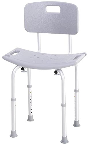 HOMCOM Chaise de Douche siège de Douche Ergonomique Hauteur réglable Pieds antidérapants Charge Max. 136 Kg alu HDPE Gris