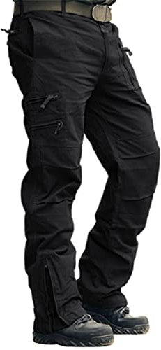 MAGCOMSEN Arbeitshosen Männer Baumwolle Cargohose Herren Tactical Hose mit Multi Tascchen Atmungsaktiv Funktionshose Regular Fit Outdoorhose für Wandern Schwarz 32