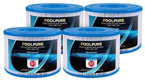 POOLPURE 4er Pack Filter Typ S1 für Easy Set Pool filterkartuschen, Intex PureSpa, Whirlpool Filter für 11692/29001E Spa Filter