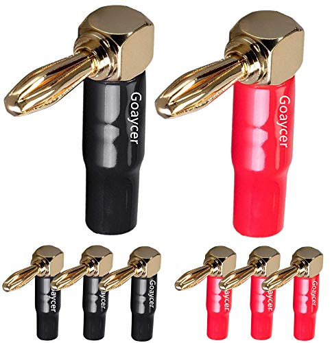 Goaycer 90 Degree Banana Plugs - 24K Gold Plated 4mm Speaker Connector (8 Pack)