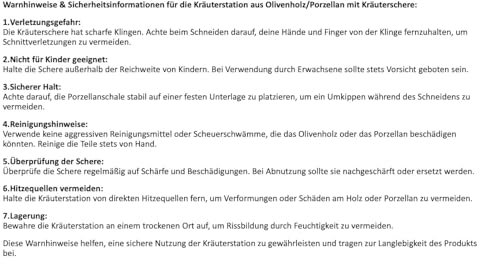 D.O.M. Kräuterstation Olivenholz/Porzellan / 3er Set mit Kräuterschere