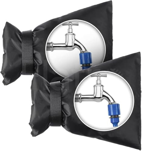 Flatro 2pcs Outside Tap Covers for The Winter External Tap Insulation Outside Tap Cover Frost Protector Easy Fit Thermal Jacket Garden Tap Cover Waterproof - Tap Covers for Outdoor Taps - 20cm x 16cm