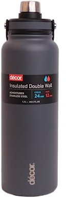 décor Adventurer Edelstahl-Wasserflasche | Isolierte doppelwandige Flasche | 1,2 l – Graphit