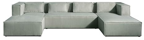 Lisa Design Stella – Wohnlandschaft – aus Cord – 7-Sitzer – moderner Stil Blau