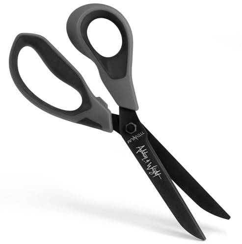 Ashton and Wright - Titanium HD – Ciseaux robustes pour bureau, maison, cuisine et travaux manuels – 210 mm – Lames revêtues de titane (gris, gaucher)
