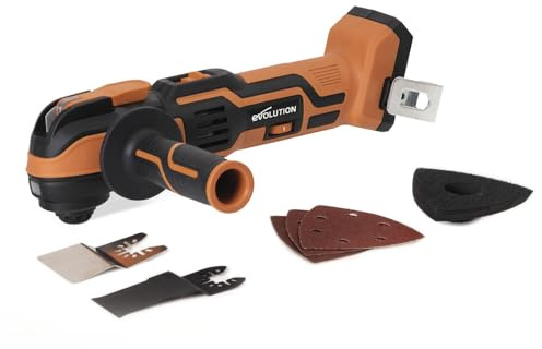 Evolution Power Tools R18MLT-Li Outil Multifonction Sans Fil Alimenté Par Batterie 18 V Li-Ion, Polyvalent Et Multi-Matériaux Pour Couper, Façonner, Gratter Et Poncer | Batterie Non Incluse