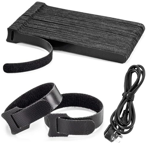 LAKJUOZ 50 Pcs Scratch Serre Cable Bande,Sangle Réutilisable Câble Management Facile À Couper Pour Attacher Les Câbles, Fils Pc/Électriques, Noir,150Mmx12Mm