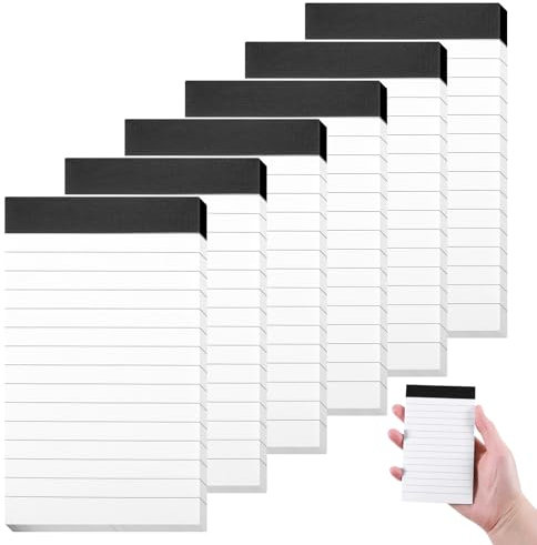 Giantree 6 Stück Notizblock Klein A7, Mini Schreibblock, 30 Blatt pro Block Kleine Notizblöcke Liniert Schreibblock Mini Notizblöcke Ersatzblöcke für Arbeit Studie Büro Schule Haushalt