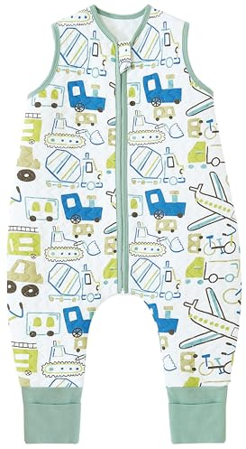 Chilsuessy Baby sovsäck med fötter 2-pack 1 tog barn sommar sovsäck med ben 100 % bomull sovsparkdräkt för pojkar flickor
