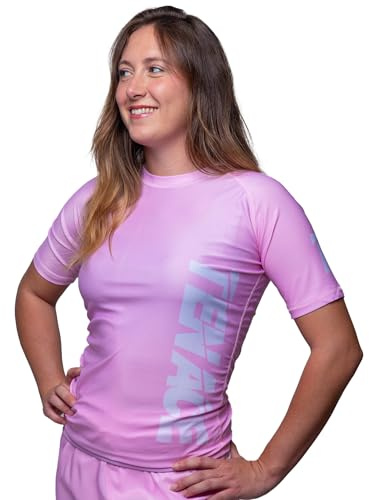Tenace Camiseta Compresión Jiu Jitsu - para Entrenamiento MMA, BJJ, Grappling Rashguard (FR/ES, Letras, M, Regular, Regular, Rosa)