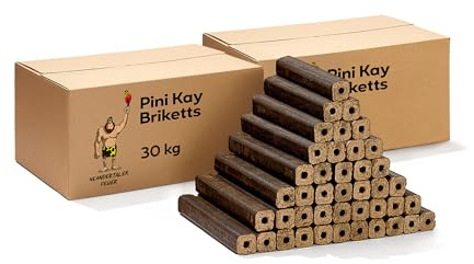 Neandertaler Feuer Holzbriketts PiniKay Hartholzbriketts – Kaminbriketts 2 x 30 kg Briketts Kamin Ofen Grill Briquettes Hartholz Eiche Buche Brikett Holzbrikett Gluthalter (60 kg)