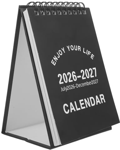 LOPUNER Petit calendrier de bureau 2026-2027, juillet 2026 à décembre 2027, agenda mensuel minimaliste à spirale, 18 mois, format compact 15 x 10 cm.
