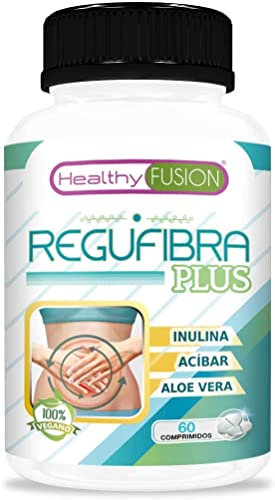Healthy Fusion Prebiótico con Aloe Vera e Inulina | 10 Mil Millones Ufc | Regula el tránsito intestinal y mejora la digestión | Efecto détox | Previene el estreñimiento | 60 Comprimidos